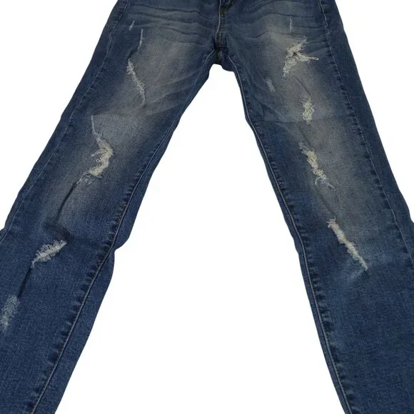 Hammer Ripped Denim Skinny Jeans Distressed Juniors Size 11 Raw Hem - Picture 2 of 11